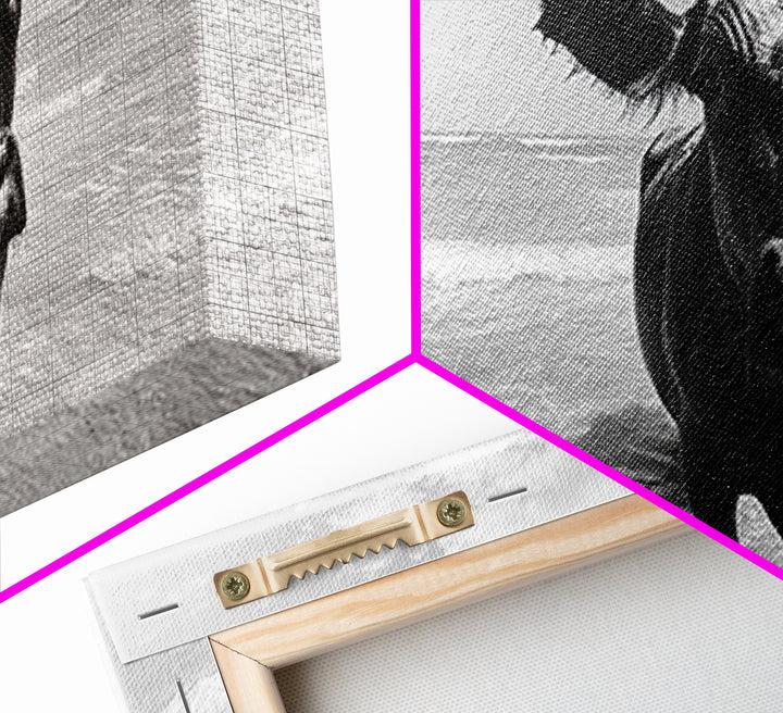 Curious Beach Cow, coastal wall art, cow painting, whimsical art, black and white photography, farmhouse decor, seascape painting, Canvas Print