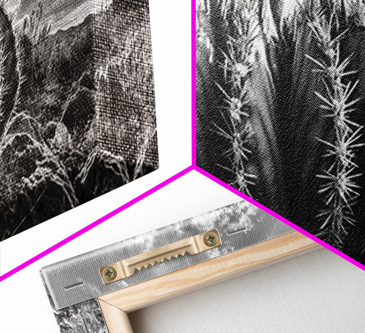 Desert Cactus, southwest wall art, Joshua tree art, rustic art, landscape painting, desert decor, panoramic art, Canvas Print