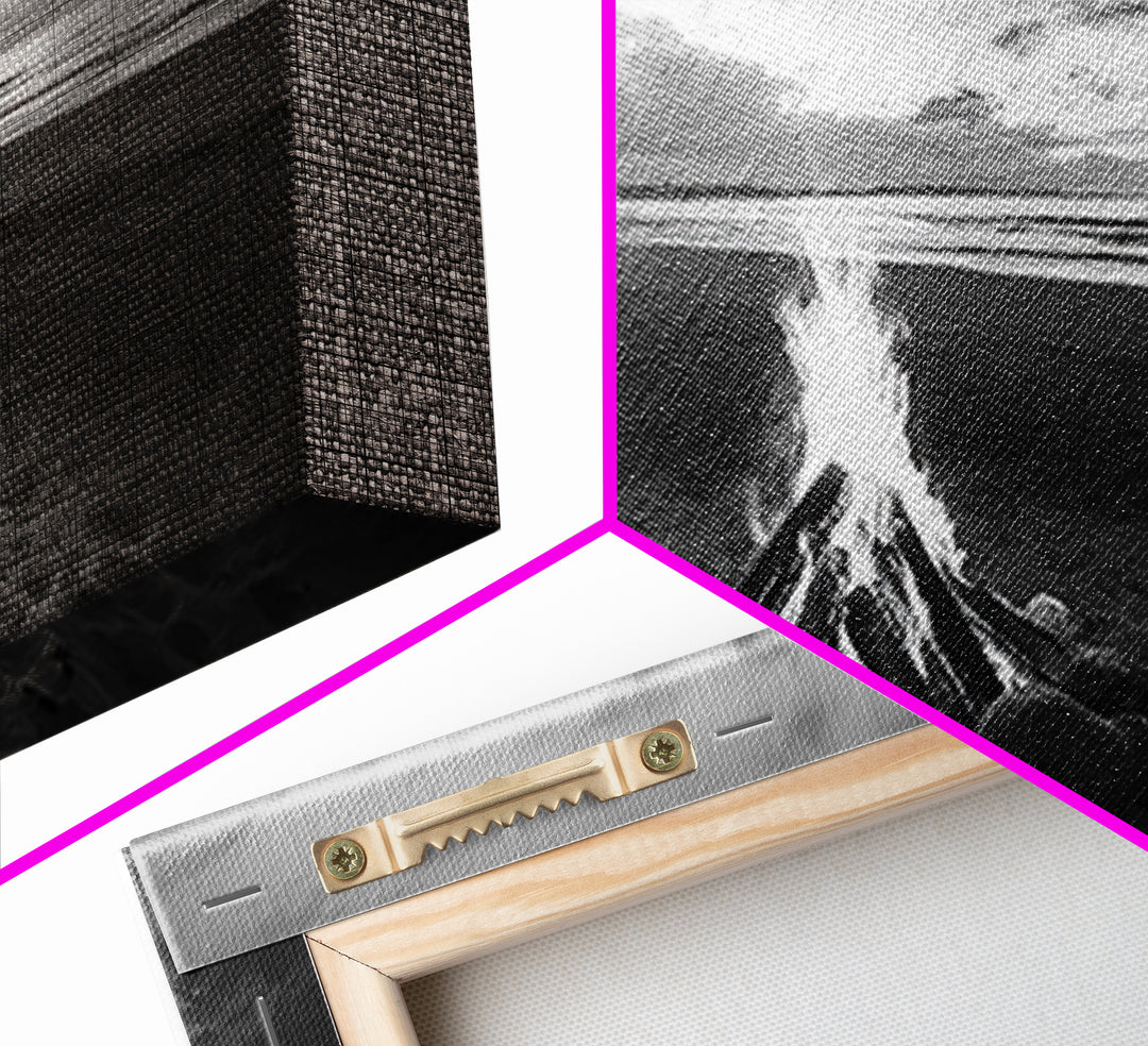 Bonfire on Beach, coastal decor, nautical painting, rustic art, beach sunset print, seascape painting, landscape painting, Framed Canvas Print