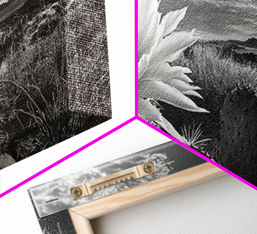 Cactus Bloom, botanical prints, wildflower painting, nature art, scenic mountain landscape, rustic wall art, southwest decor, Framed Canvas Print