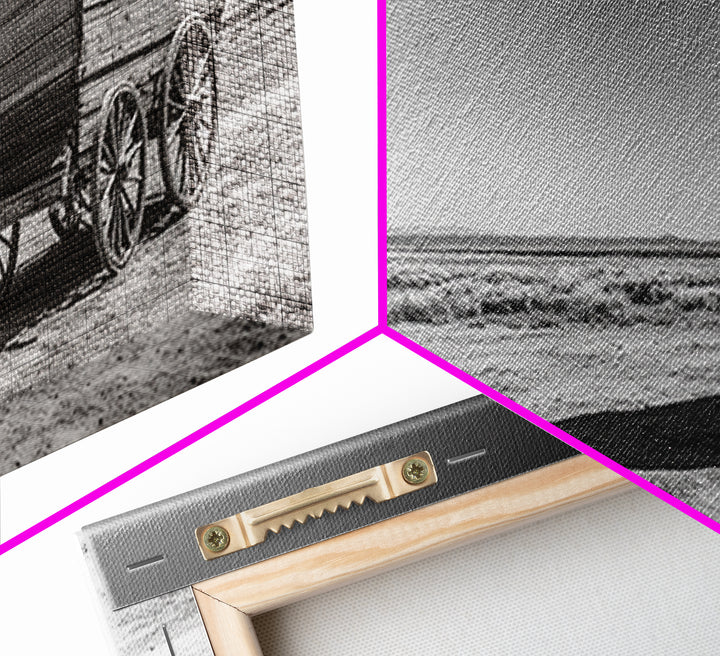 Covered wagon, rustic art, farmhouse art, western decor, landscape painting, extra wide art, panoramic art, framed canvas print