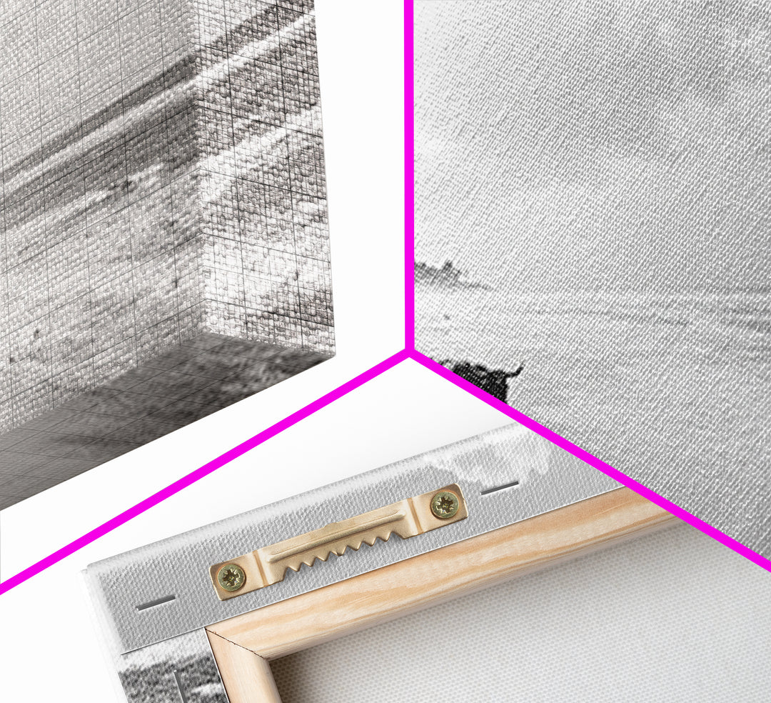 Cattle on beach, coastal cowgirl wall art, rustic decor, farmhouse art, landscape painting, panoramic painting, extra wide art, framed canvas print