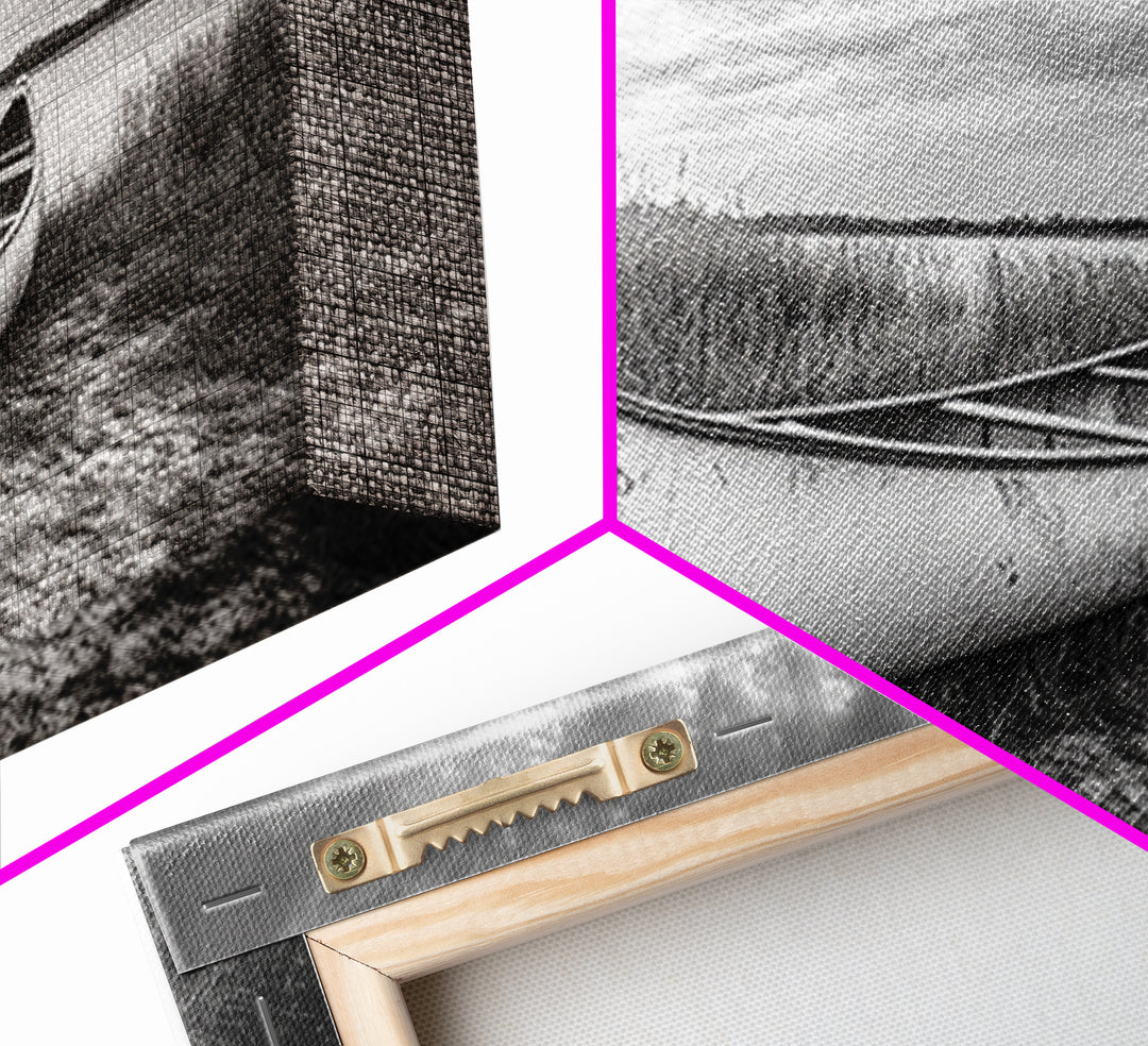 Canoe, lake, coastal cowgirl wall art, rustic decor, farmhouse art, panoramic art, horizontal wall art, extra wide art, framed canvas print