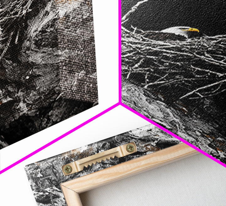 Bald eagle, wildlife art, bird wall art, framed canvas print, nature decor, mountain painting, eagle nest, rustic wall art, cabin decor