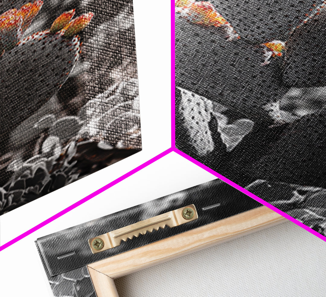 Desert cactus, southwest wall art, Joshua tree art, framed canvas print, botanical prints, rustic boho decor, floral desert painting