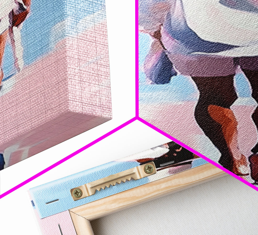 Beach Walk, coastal cowgirl wall art, boho art, pink orange wall art, light pink wall art, coastal decor, framed canvas print