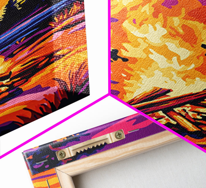 Campfire Scene, Autumn Wall Art, Rustic Decor, Canvas Print, Landscape Painting, Cozy Art, Outdoor Adventure, Gift Idea, Boho Art