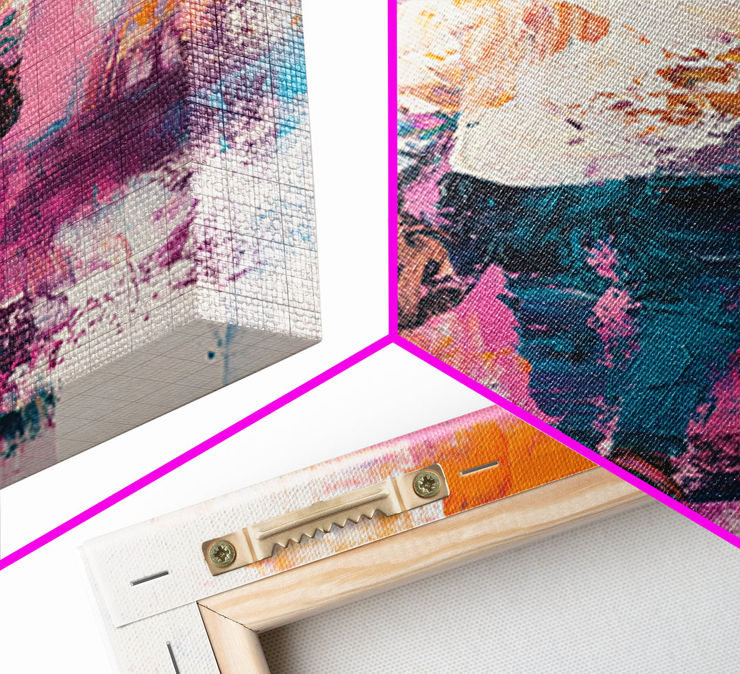 Cowboy Walking, chicano art, western aesthetic, rustic wall art, farmhouse art, moody art, bold colors, Framed Canvas Print