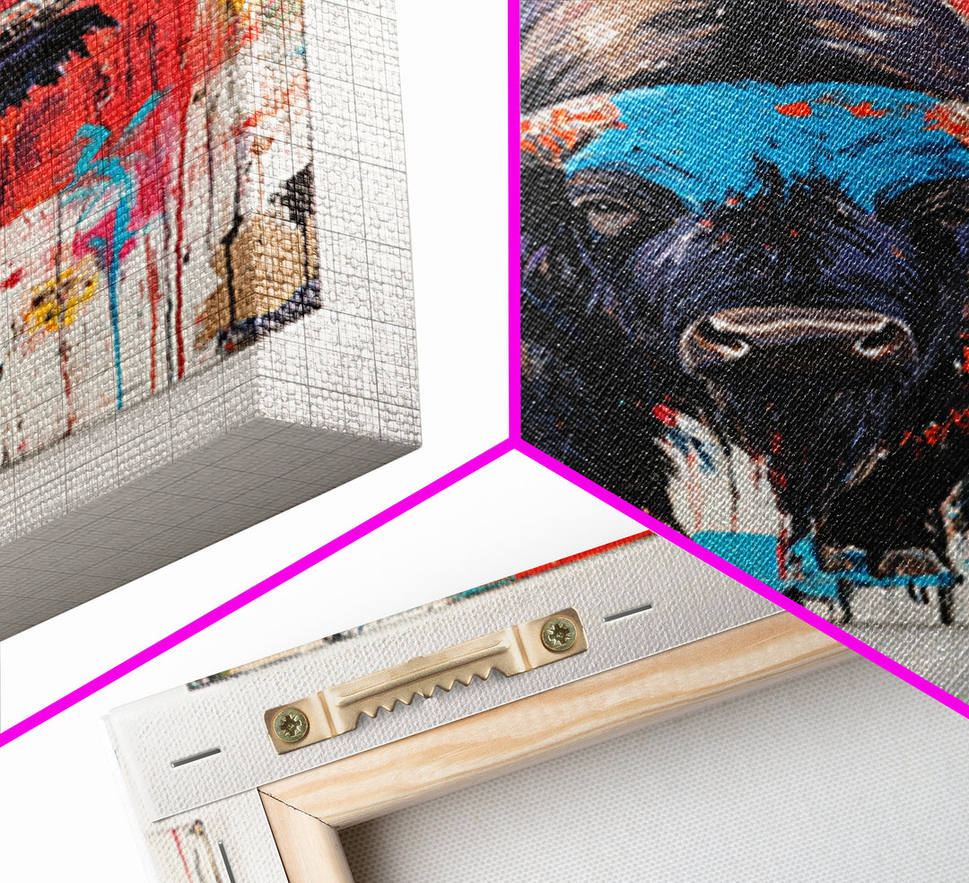 Bold Bison, Modern Southwest Art, Bull And Bear Art, Rustic Decor, Framed Canvas Print, Western Wall Art, Moody Art, Ranch Home Art