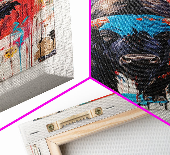 Bold Bison, Modern Southwest Art, Bull And Bear Art, Rustic Decor, Framed Canvas Print, Western Wall Art, Moody Art, Ranch Home Art