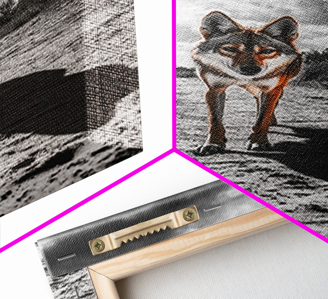 Desert Wolf, Wildlife Painting, Moody Art, Southwest Wall Art, Rustic Decor, Nature Scene, Canvas Print, Farmhouse Art