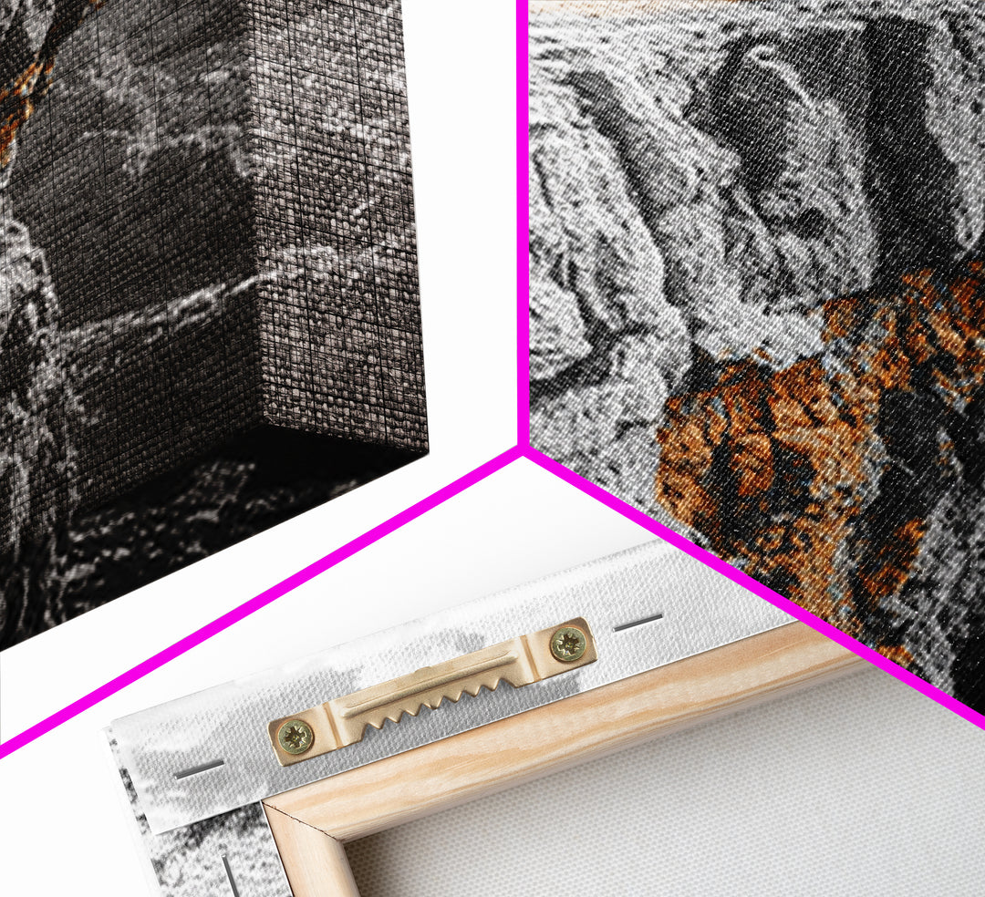 Cliffside View, Mountain Painting, Pine Tree Art, Nature Wall Art, Landscape Painting, Rustic Art, Framed Canvas Print, Moody Art