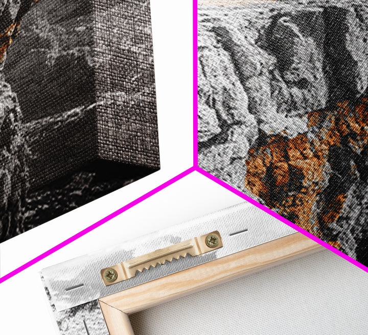 Cliffside View, Mountain Painting, Pine Tree Art, Nature Wall Art, Landscape Painting, Rustic Art, Framed Canvas Print, Moody Art