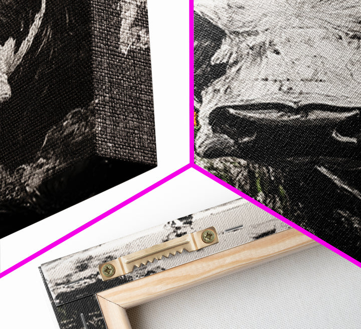 Black and White Bull, bull and bear art, rustic wall art, farmhouse art, moody art, framed canvas print, above couch art, gift idea for him