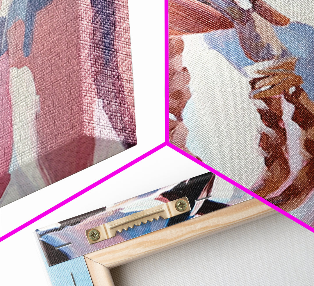 Cowgirl Holding Rope, Black Cowgirl Painting, Framed Canvas Print, Rustic Decor, Western Art, Feminine Art, Light Pink Wall Art