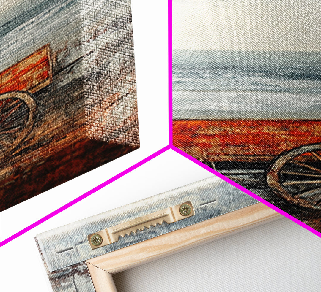 Coastal Wagon, Rustic Art, Framed Canvas Print, Nautical Decor, Moody Art, Minimalist Art, Wabi Sabi Art, Coastal Landscape Art