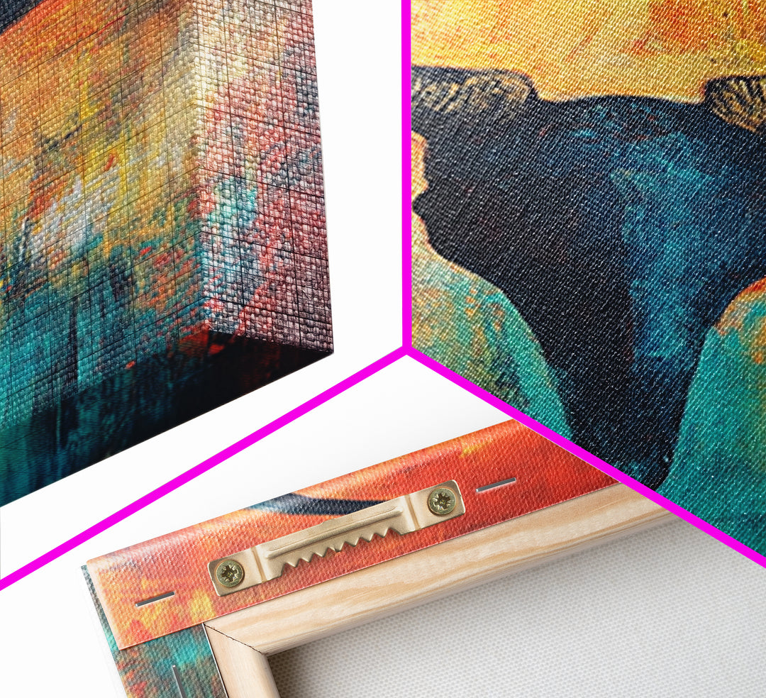 Bull skull painting, rustic wall art, western wall art, teal wall art, boho art, framed canvas print, farmhouse art, gift idea him