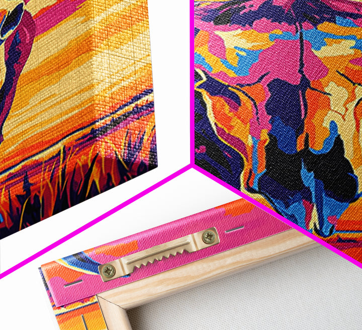 Bull Skull Art, Teal Wall Art, Rustic Wall Art, Framed Canvas Print, Moody Art, Boho Aesthetic, Extra Wide Art, Southwest Decor, Gift Idea