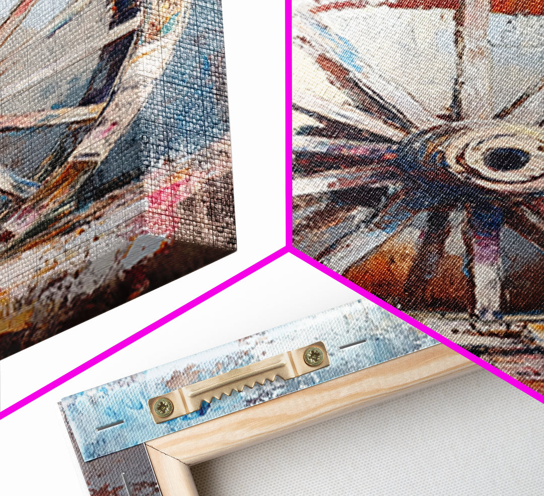 Abstract Rustic Wheel, Mosaic Wall Art, Teal Wall Art, Framed Canvas Print, Southwest Aesthetic, Moody Art, Farmhouse Decor, Gift Idea