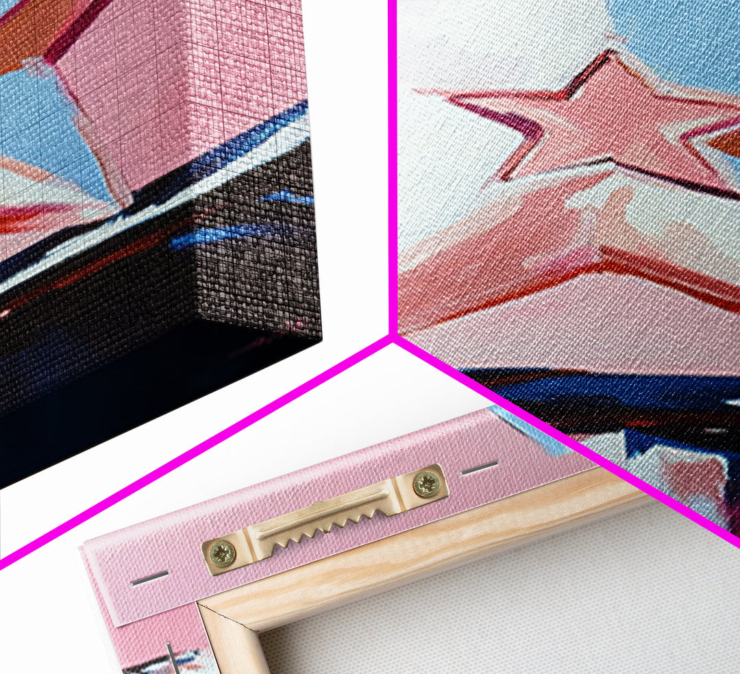 Pastel Star Painting, Light Pink Wall Art, Abstract Star Art, Whimsical Art, Matisse Wall Art, Canvas Print, Minimalist Art, Bedroom Art