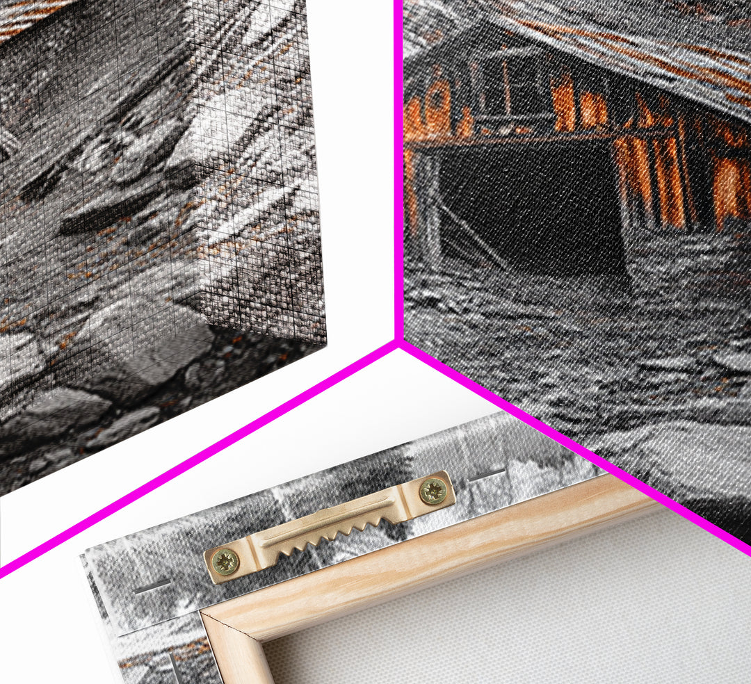 Cabin in the Woods, Rustic Barn Art, Wabi Sabi Wall Art, Moody Nature Art, Farmhouse Wall Art, Gift Idea, Framed Canvas Print, Boho Art