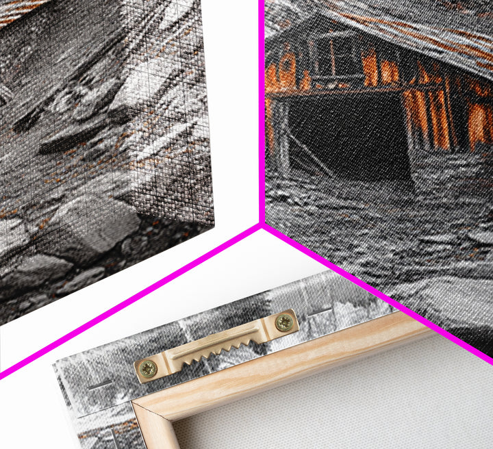 Cabin in the Woods, Rustic Barn Art, Wabi Sabi Wall Art, Moody Nature Art, Farmhouse Wall Art, Gift Idea, Framed Canvas Print, Boho Art