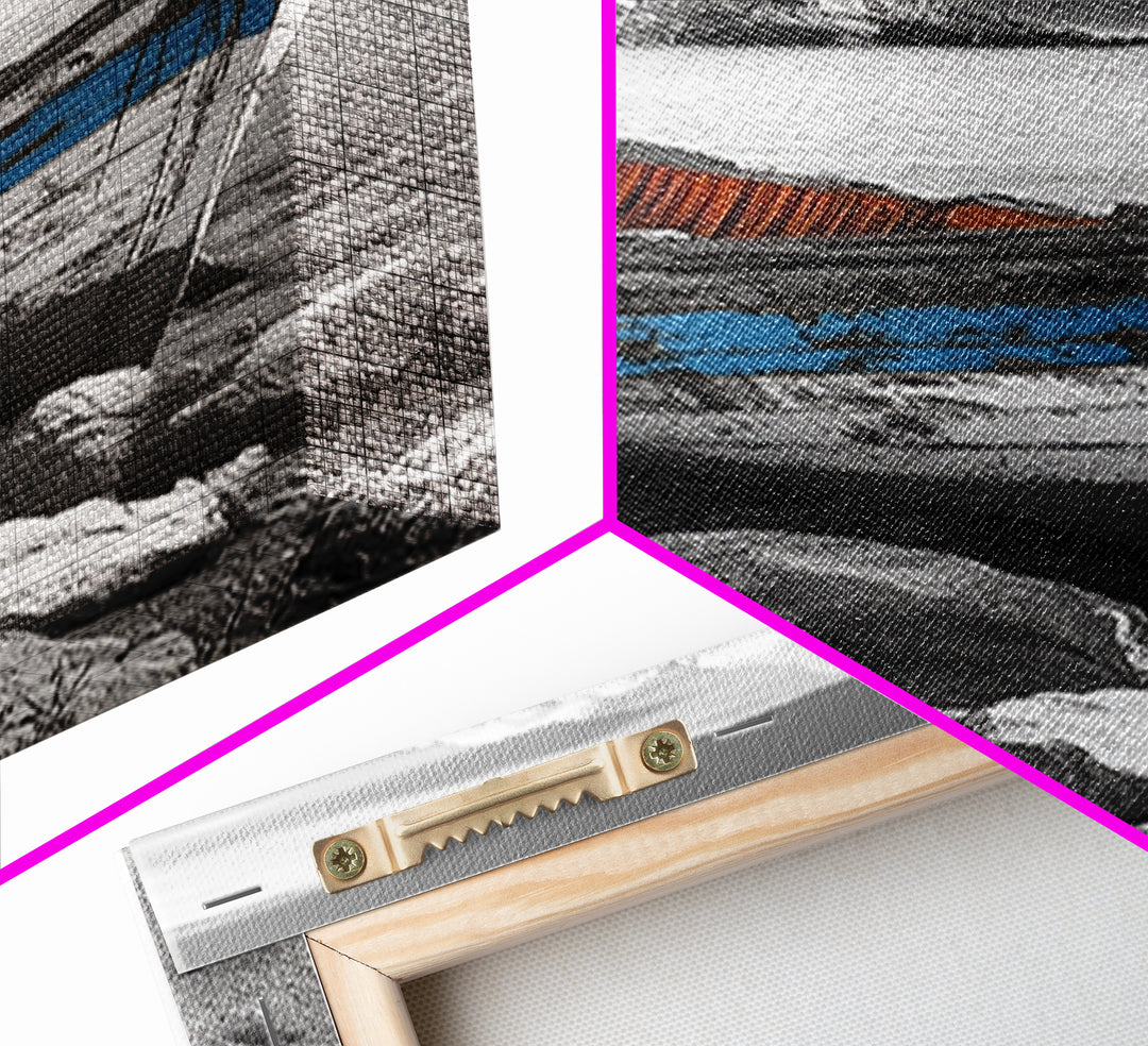 Rustic Boat Painting, Coastal Decor, Nautical Wall Art, Seascape Painting, Beach House Art, Gift Idea, Canvas Print, Wabi Sabi Art