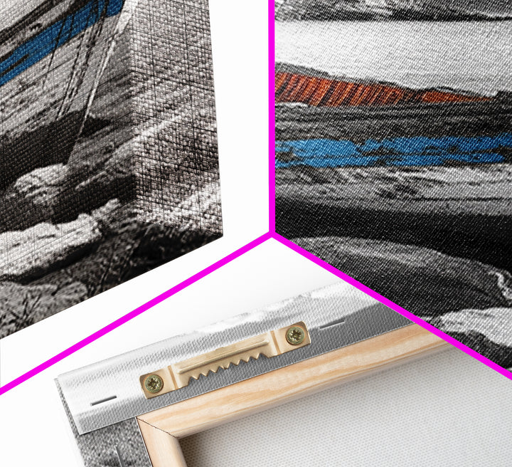 Rustic Boat Painting, Coastal Decor, Nautical Wall Art, Seascape Painting, Beach House Art, Gift Idea, Canvas Print, Wabi Sabi Art