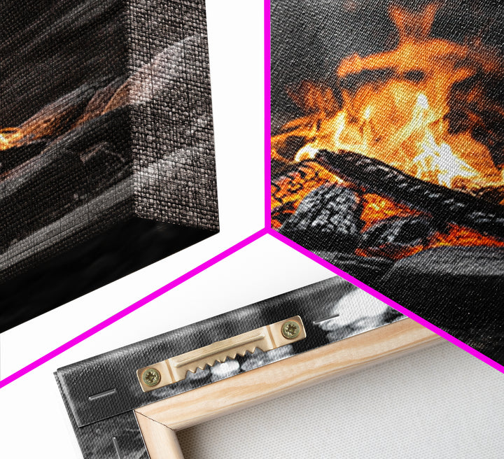 Campfire, rustic art, outdoor adventure, framed canvas print, wilderness decor, bonfire night, cozy cabin wall art, moody art, fall vibes