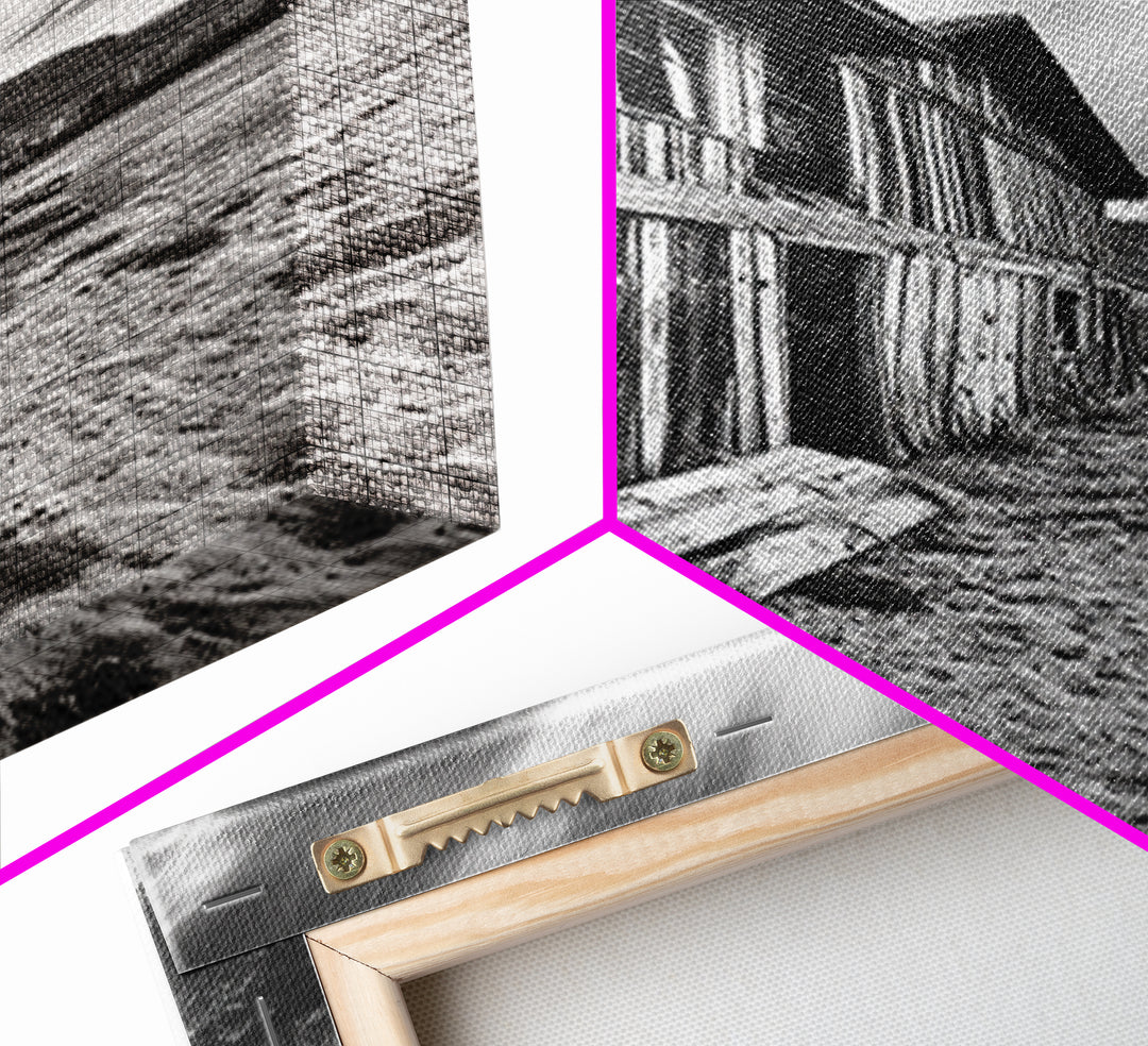 Rustic barn, farmhouse art, abandoned building, vintage Christmas, moody art, black and white wall art, wabi sabi wall art, framed canvas print