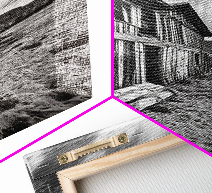 Rustic barn, farmhouse art, abandoned building, vintage Christmas, moody art, black and white wall art, wabi sabi wall art, framed canvas print