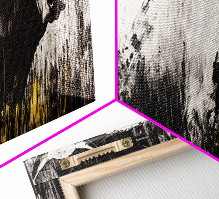 Black and White Cow, farmhouse art, rustic wall art, extra wide art, wabi sabi art, vintage horse art, Canvas Print