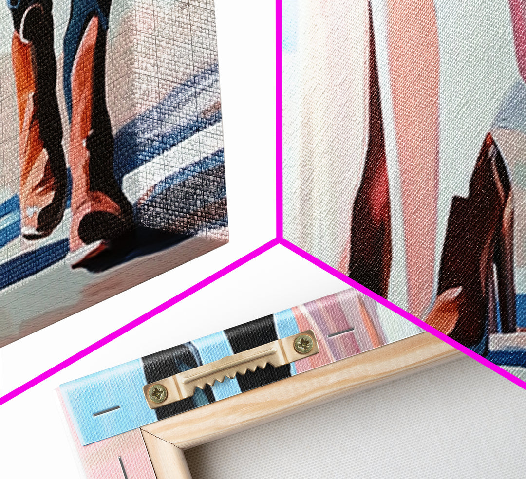 Beach Wedding Art, cowboy boots painting, coastal decor, coastal cowgirl wall art, extra wide art, framed canvas print, horizontal wall art