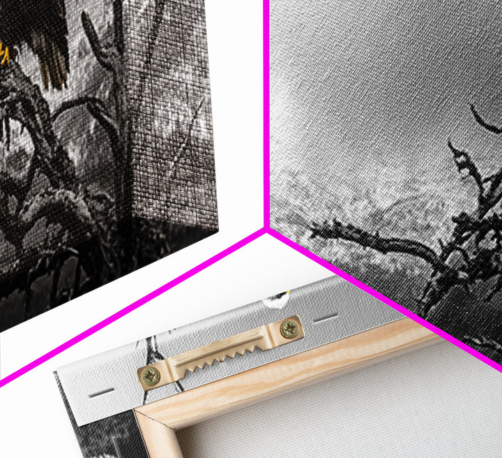 Bald Eagle, Mountain Painting, Wildlife Art, Nature Wall Art, Rustic Decor, Moody Art, Above Sofa Art, Extra Wide Art, Framed Canvas Print