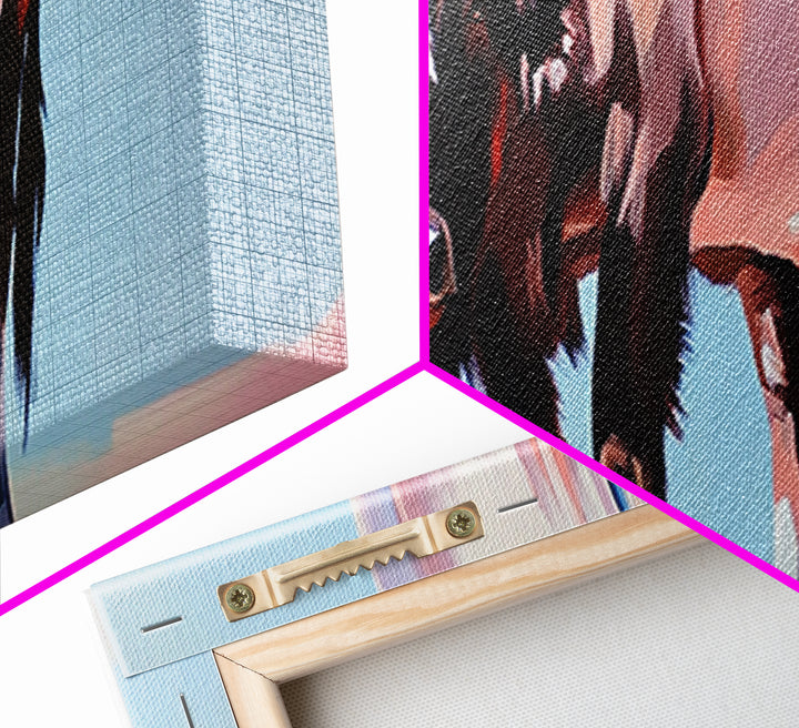 Bull art, black and white painting, rustic decor, western art, cowboy painting, above couch art, minimalist art, canvas print