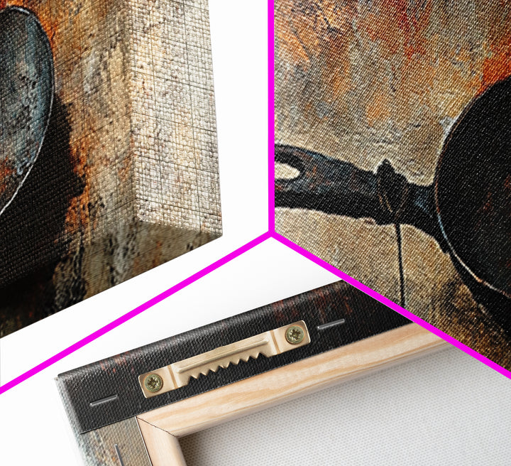 Cast Iron Skillet, rustic art, food review kitchen art, moody art, farmhouse art, extra wide art, framed canvas print, wall decor