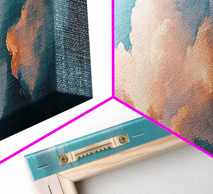 Cloud painting, sky wall art, soft pastel art, extra wide art, bedroom art, panoramic painting, framed canvas print, wabi sabi art