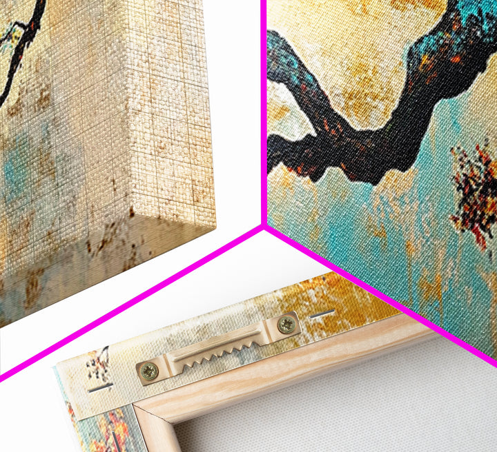 Birch tree painting, autumn decor, extra wide art, botanical prints, nature wall art, framed canvas print, long narrow wall art, wabi sabi art