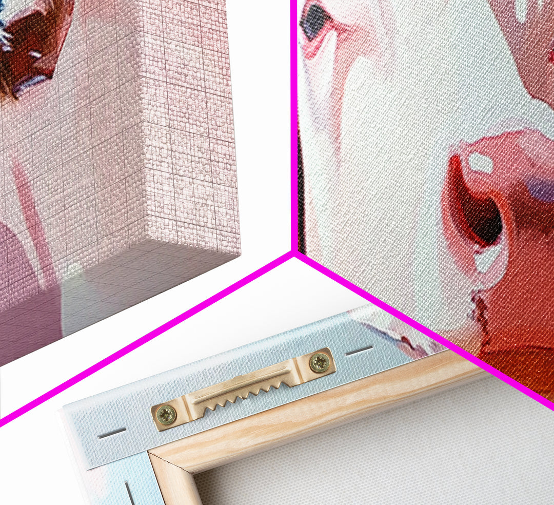 Cow painting, farmhouse art, rustic decor, barn landscape oil painting, extra wide art, framed canvas print, whimsical art, light pink wall art