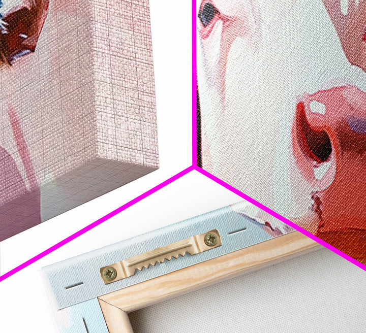 Cow painting, farmhouse art, rustic decor, barn landscape oil painting, extra wide art, framed canvas print, whimsical art, light pink wall art