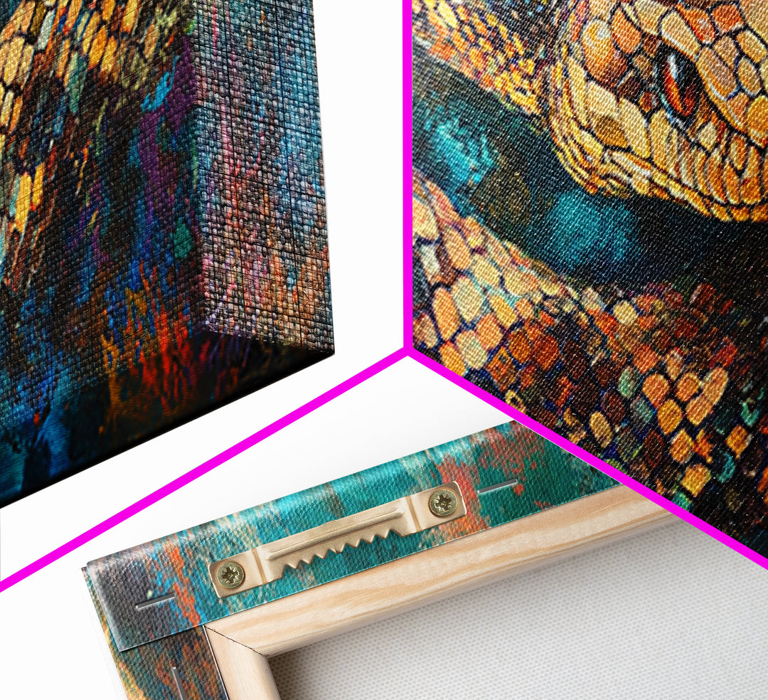 Coiled Serpent, moody art, snake painting, dark romance art, gothic decor, rustic wall art, panoramic wall art, framed canvas print