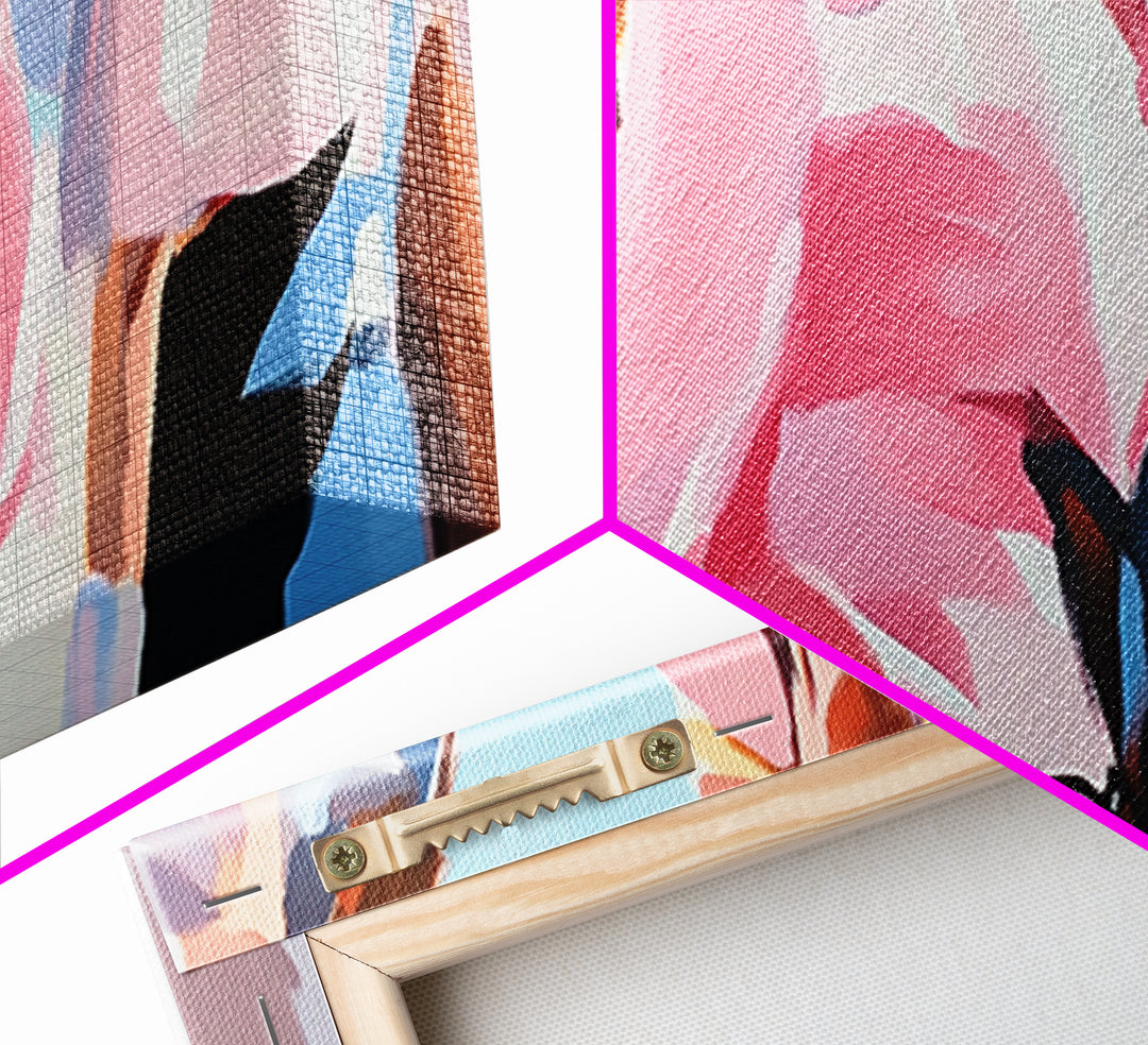 Cowgirl Trio, western art, black cowgirl painting, pink abstract art, extra wide art, light pink wall art, framed canvas print