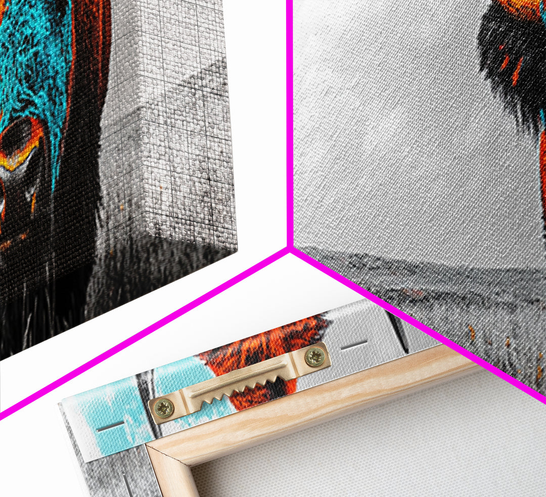 Bison Portrait, Southwest Wall Art, Buffalo Art, Native American Art, Moody Art, Panoramic Art, Rustic Decor, Framed Canvas Print