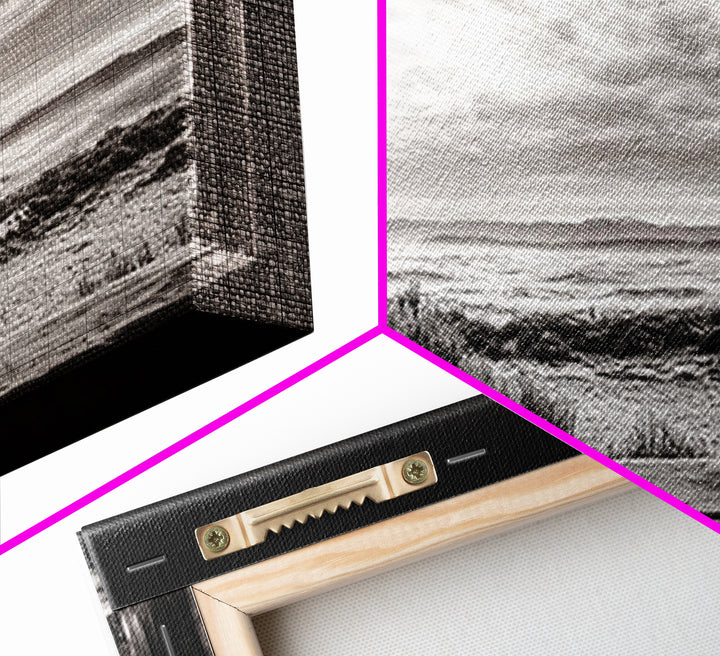 Black White Wagon, rustic decor, panoramic art, moody art, extra wide art, barn landscape oil painting, framed canvas print, living room art