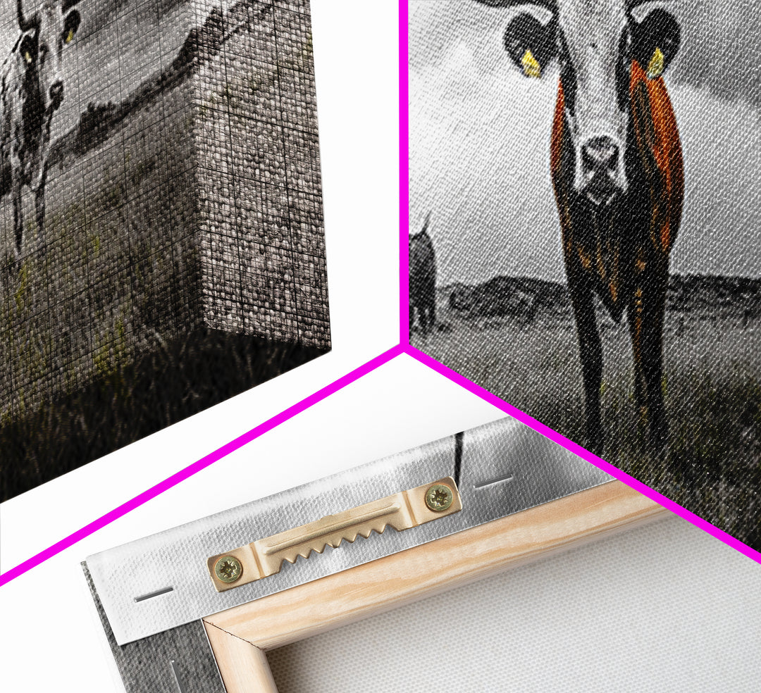 Texas Longhorns, Bull and Bear Art, Rustic Wall Art, Moody Art, Extra Wide Art, Framed Canvas Print, Horizontal Wall Art, Gift Idea