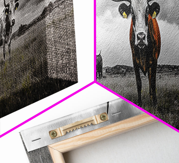 Texas Longhorns, Bull and Bear Art, Rustic Wall Art, Moody Art, Extra Wide Art, Framed Canvas Print, Horizontal Wall Art, Gift Idea