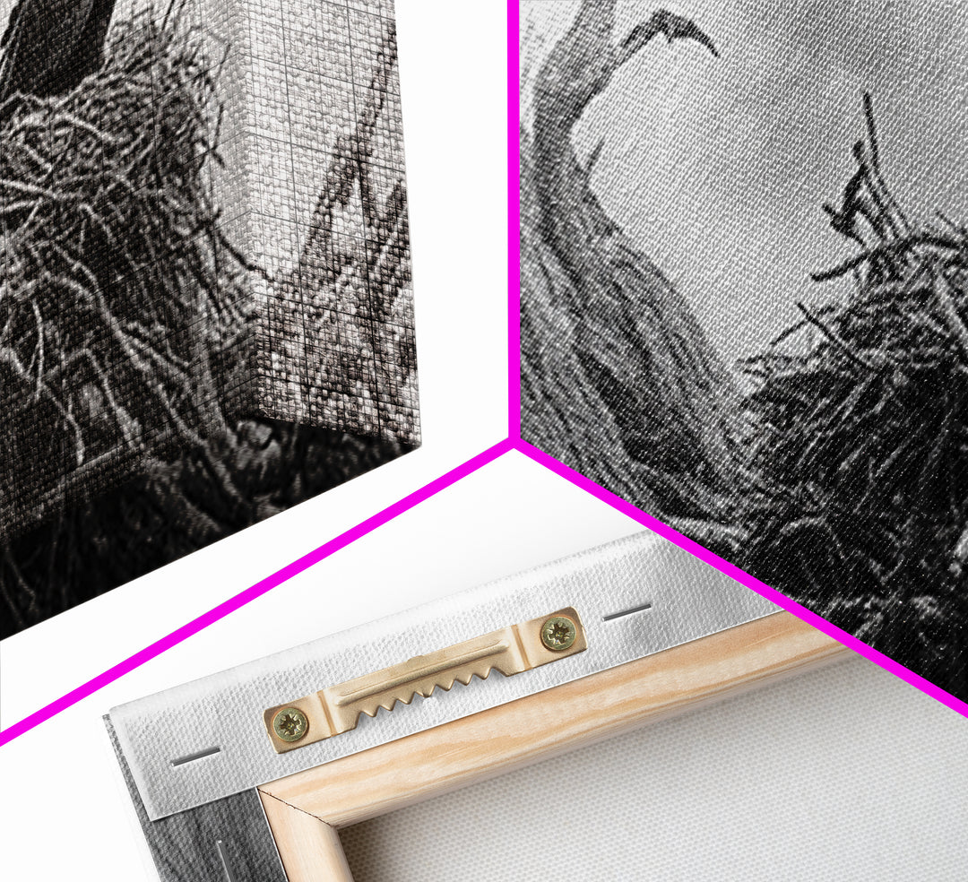 Bald Eagle Nest, Wildlife Art, Nature Photography, Moody Art, Rustic Decor, Horizontal Wall Art, Framed Canvas Print, Bedroom Art