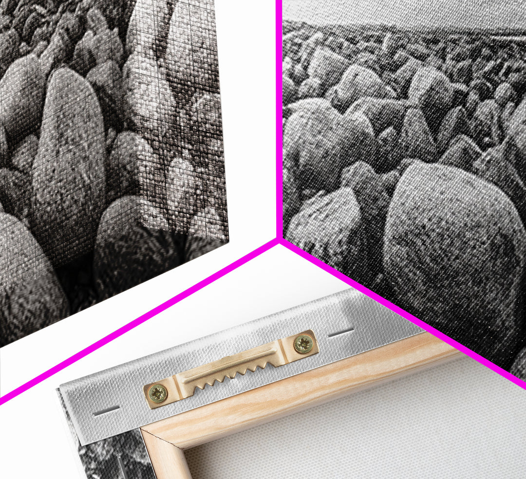 Rocky terrain, minimalist art, wabi sabi art, panoramic art, extra wide art, landscape painting, framed canvas print, moody art, rustic decor