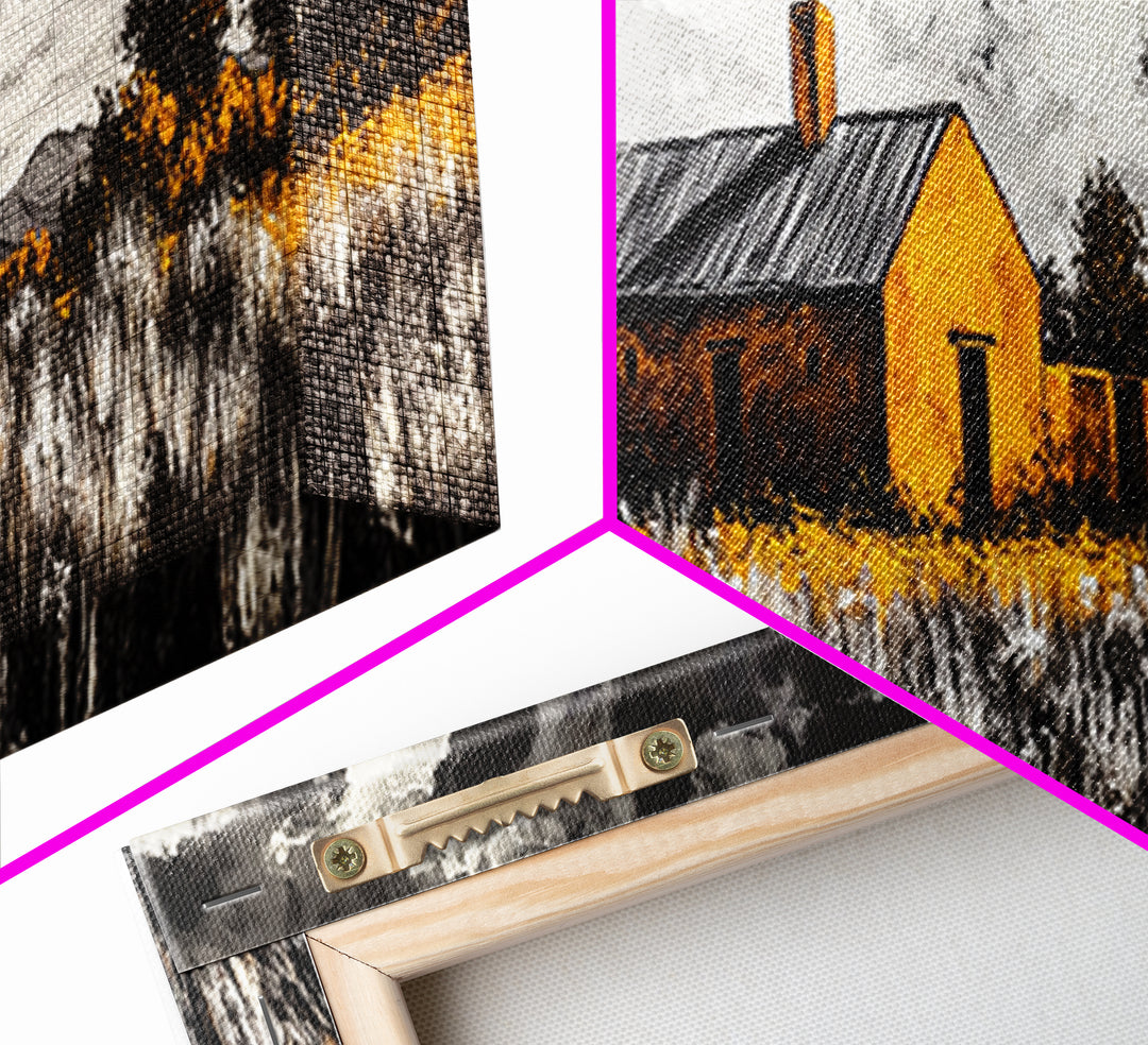 Adobe House, southwest wall art, rustic decor, farmhouse art, warm tones, panoramic art, moody art, extra wide art, framed canvas print