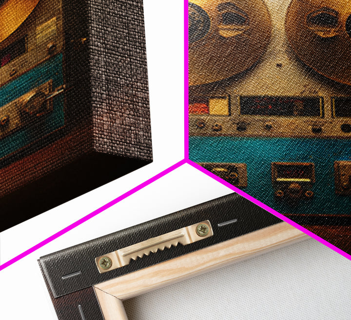 Reel to Reel Tape Machine Framed Canvas Print, Recording Studio Art, Unique Home Decor, Studio Decor, Fine Art, Analog, RSA-1x1-2